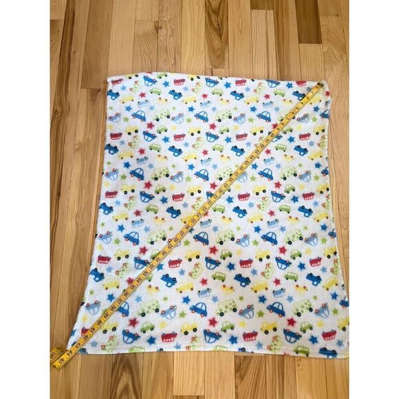 Gentle Steps White Red Blue Green Cars Stars Baby Blanket - Picture 2 of 4